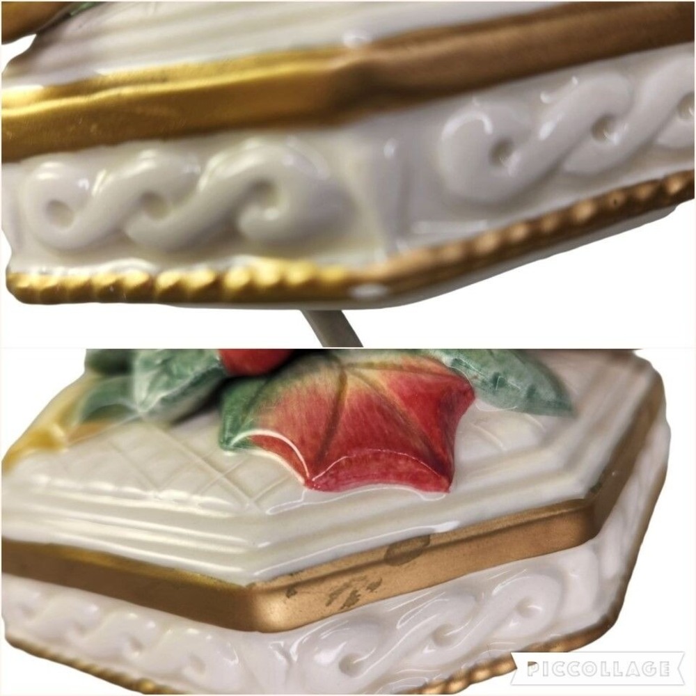 Fitz and Floyd Snowy Woods Trinket Box Candy Jar Christmas Jewelry Lid Vtg READ - Picture 12 of 12